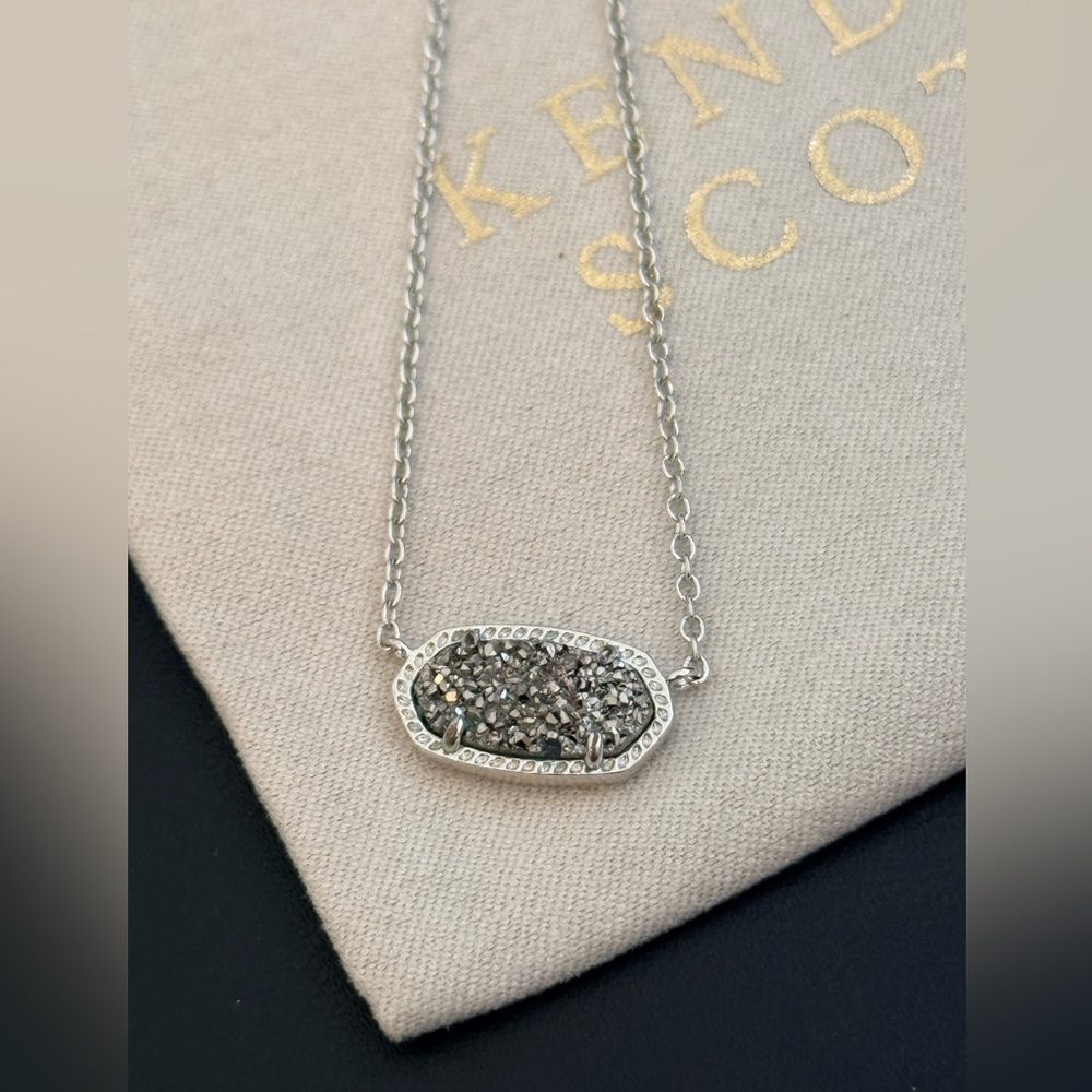 Kendra Scott Elisa platinum drusy Necklace - Picture 2 of 10